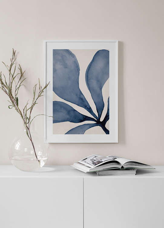 Plakat niebieskie liście 1