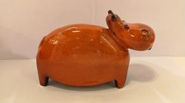 HIPOPOTAM ceramiczny pomarańczowy