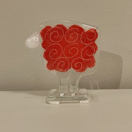 BARANEK szklany czerwony mały