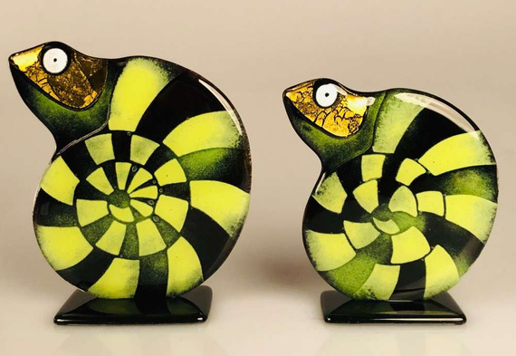 KAMELEON szklany zielony mały