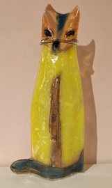 KOT szklany wysoki żółty