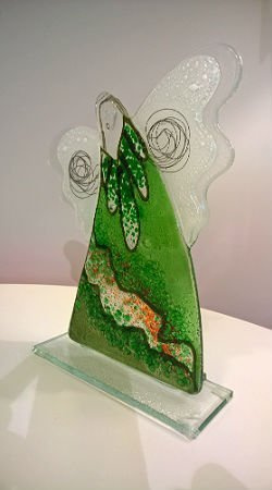 ANIOŁ zielony szklany