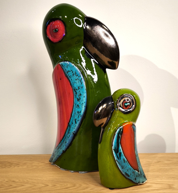 Papuga ceramiczna zielona mała
