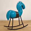 KOŃ na biegunach ceramiczny turkusowy