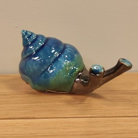 Ślimak ceramiczny mały turkusowy pion