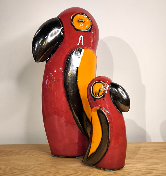 Papuga ceramiczna czerwona duża