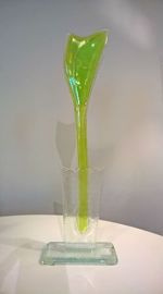 KWIAT szklany tulipan zielony duży