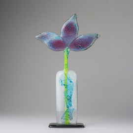 Kwiat szklany duży 31 fioletowy