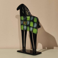 KOŃ szklany duży szachownica zielono-czarny