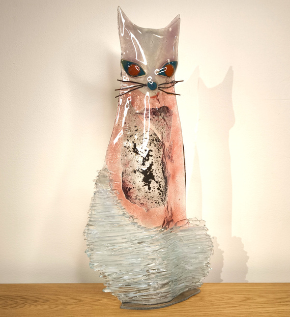 KOT szklany różowy średni