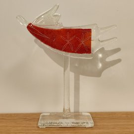 ANIOŁEK szklany Maciek lecący czerwony