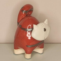 Kot ceramiczny pękaty czerwony