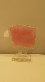 BARANEK szklany różowy mały