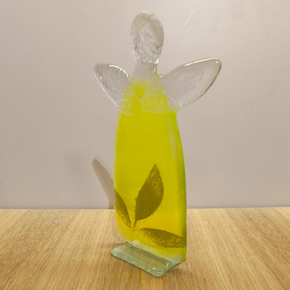 ANIOŁEK szklany limokowy z gałązką