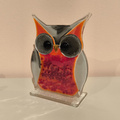 SOWA szklana mała czerwona
