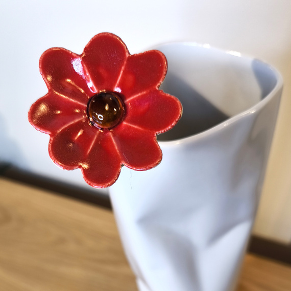 KWIAT ceramiczny czerwony mały