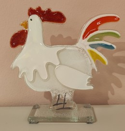 Kogut szklany biały