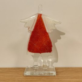 ANIOŁEK szklany Maciek stojący czerwony