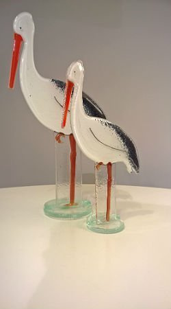 BOCIAN szklany duży