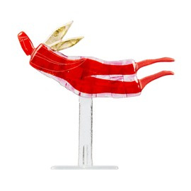 ANIOŁ szklany czerwony ze złotymi skrzydłami