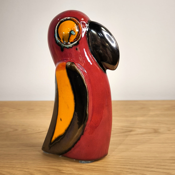 Papuga ceramiczna czerwona mała