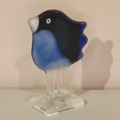 WRÓBELEK szklany mały niebieski