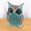 SOWA szklana mała turkusowa