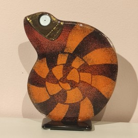 KAMELEON szklany pomarańczowo-czerwony duży