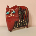 KOT ceramiczny czerwony w paski