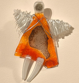 ANIOŁ szklany pomarańczowy wiszący ŁośDESIGN